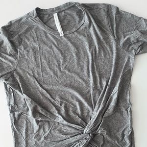 Babaton grey t-shirt with front-tie detail (size M)
